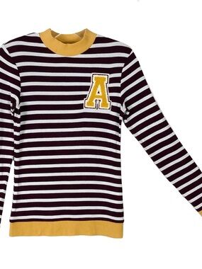 Nwot EDC Sweater Women XS Mock-Neck Striped Ribbed-Trim A-Patch